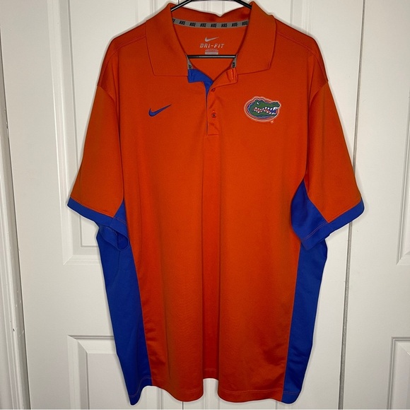 Nike Dri-Fit University Of Florida Gators Polo Size XXL Embroidered Orange Blue - Picture 1 of 9